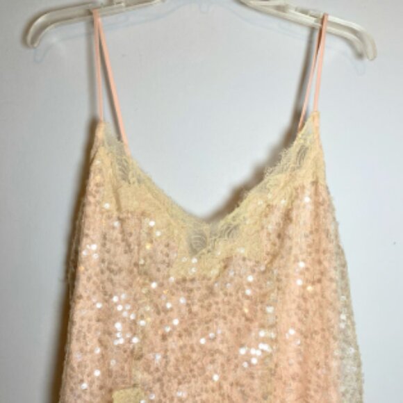Brand New En Elly Sleeveless V-Neck Lace Sequin Slip Midi Dress - Picture 10 of 14